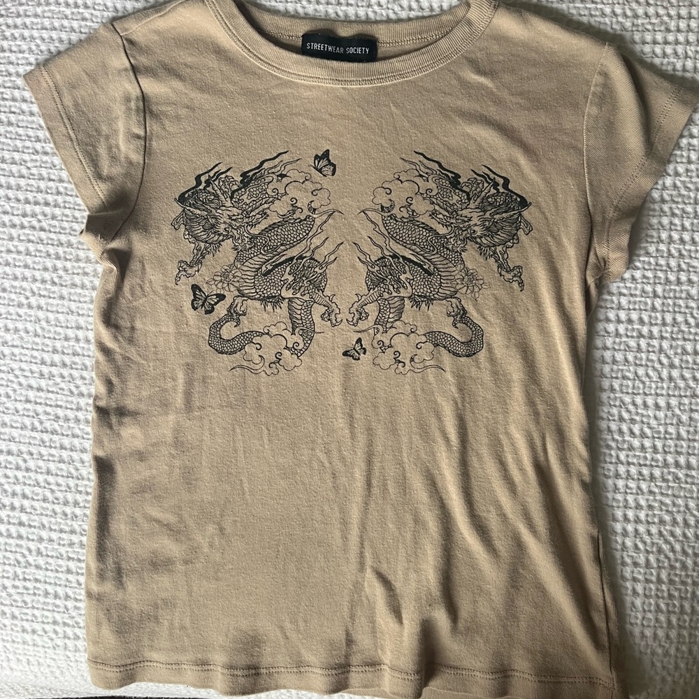 Streetwear Society Tan Dragon Baby Tee